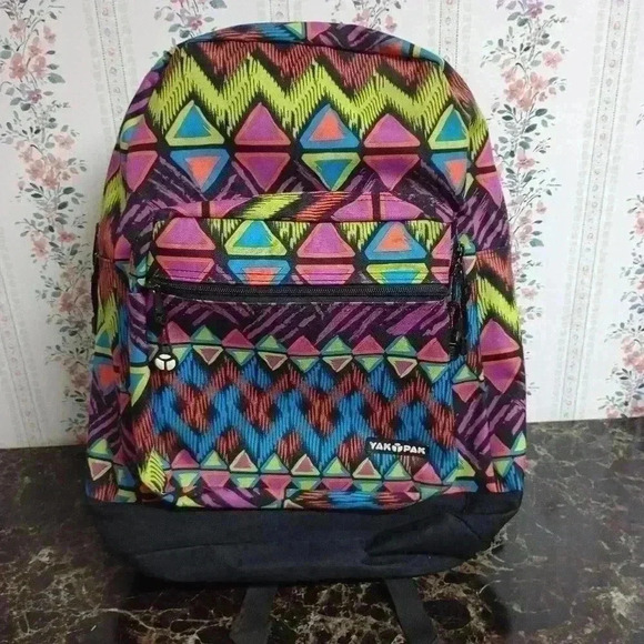 Yak Pak Backpack Bookbag Colorful Boho School Preppy Two Strap Shoulder Unique - Picture 1 of 8